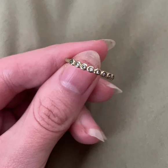 Brandy Melville Gold Rhinestone Band Ring - Picture 2 of 2